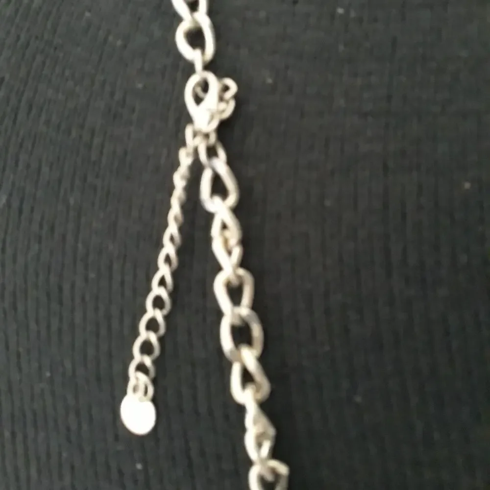 Triple Stand Opera Length  Necklace Silver Flowers 36”